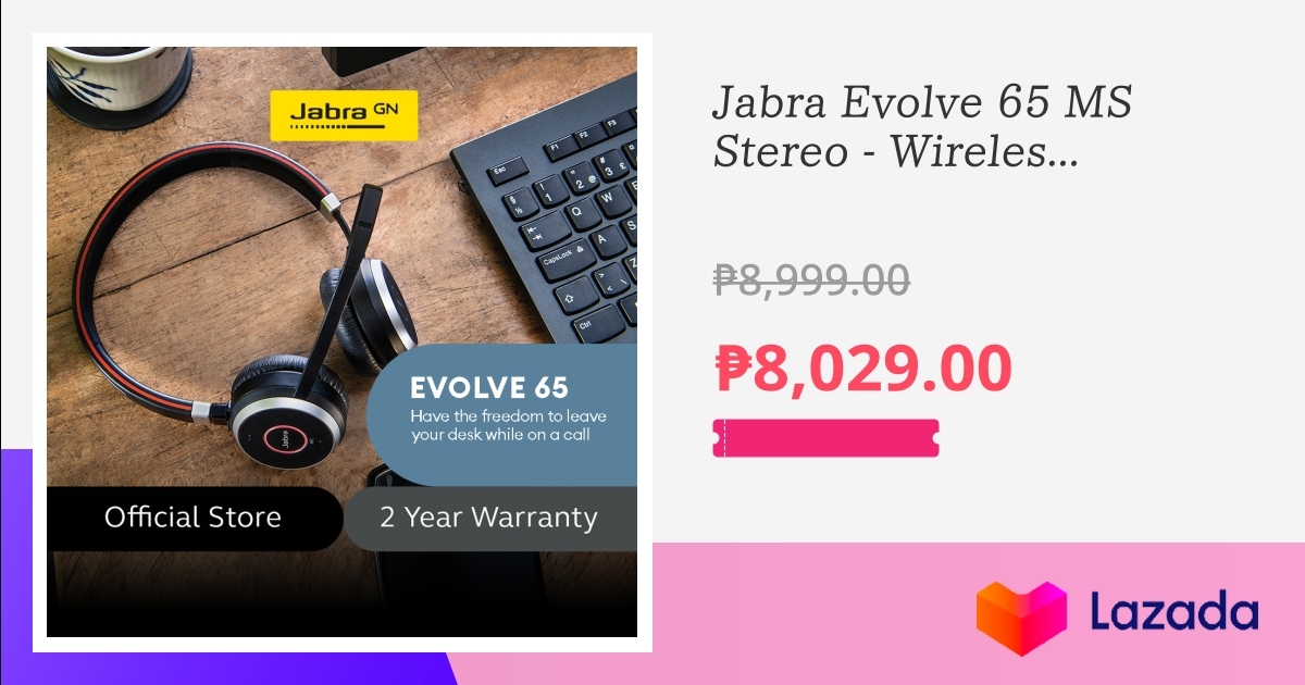 Jabra Evolve 65 MS Stereo - Wireless Headset with Link 370 Bluetooth ...