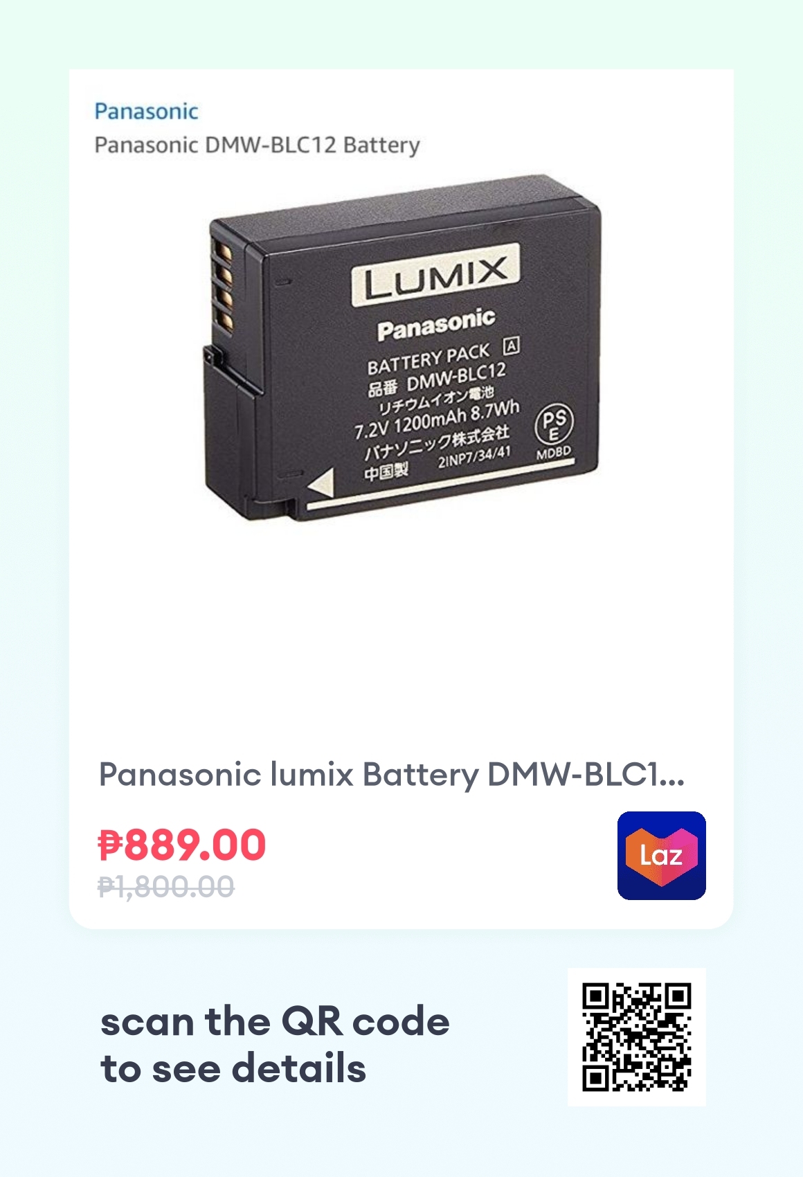 2 Batterie DMW-BLC12E Per Panasonic LUMIX DMC-GH2 G5 G6 FZ200 FZ1000 – 1700mAh - Foto 2