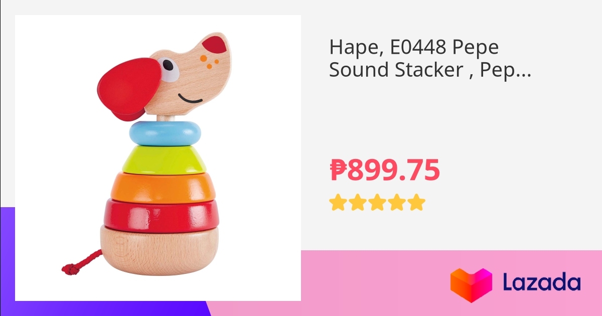 Hape E0448 Pepe Sound Stacker  Pepe Barking Stacker - Wooden Activity Toy