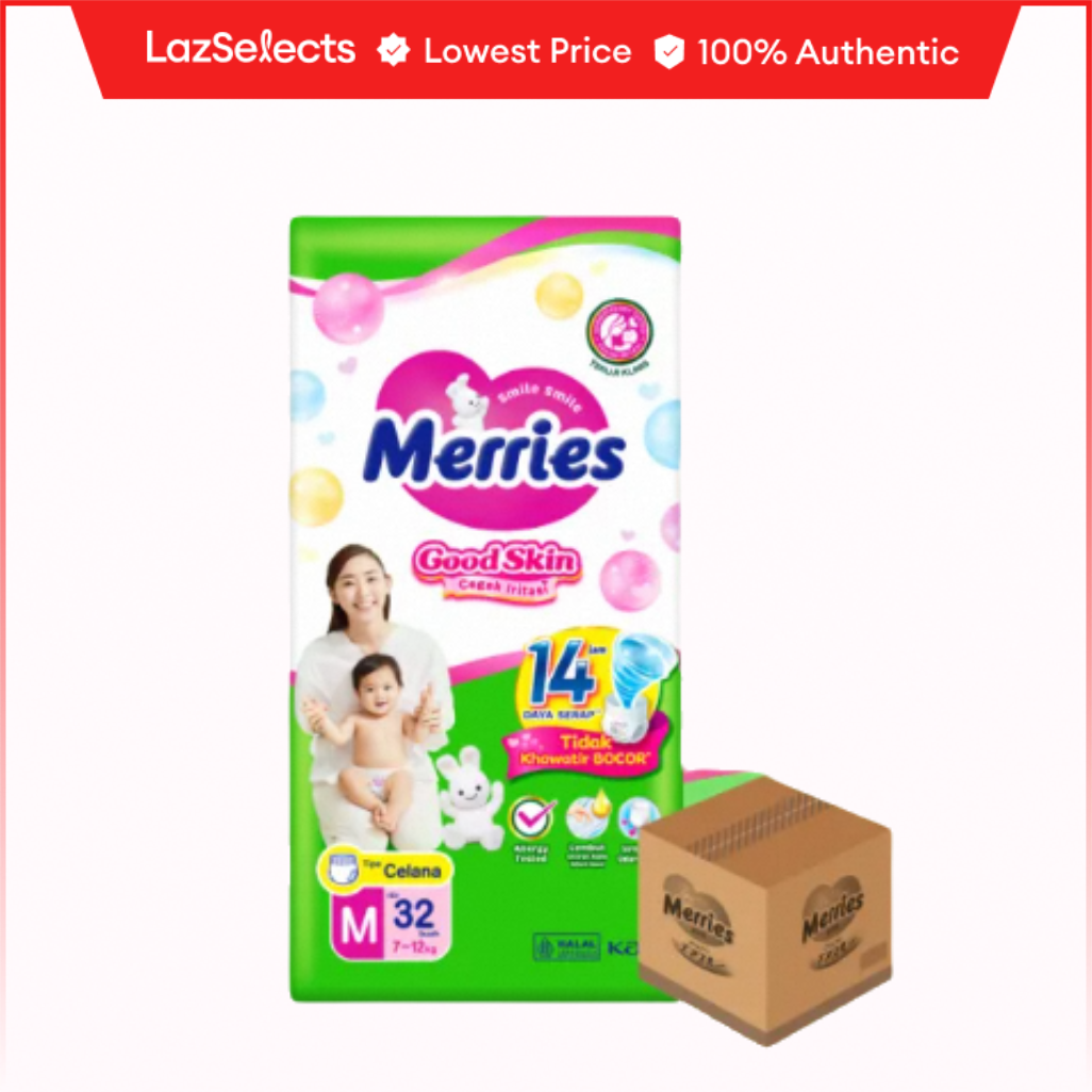 Merries Popok Bayi Good Skin Pants M32 isi 128 pcs [Karton] (7-12kg) Harga 212,700 rupiah*Gratis Ongkir
