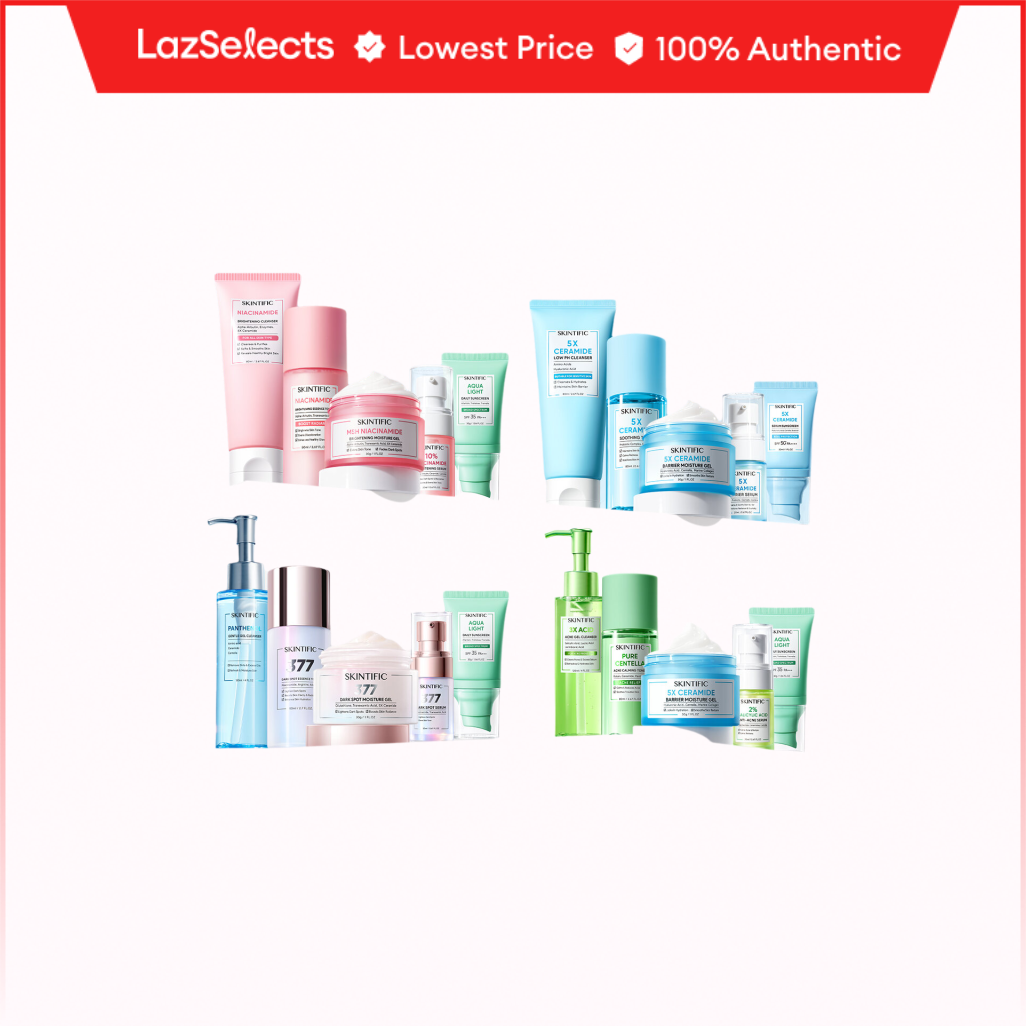 SKINTIFIC Skincare Set | Brightening ,Cleansing ,Moisturizer,dark spot 丨Day Night Cream丨 Moisturizer+Serum +Toner+ Sunscreen+ Cleanser 丨Night Cream Acner Glowing Barrier Calm Down Brightening Whitening Spot Harga  241,000 rupiah*Gratis Ongkir