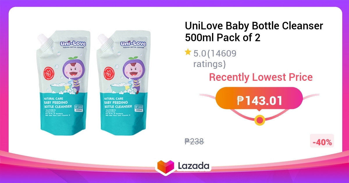 UniLove Baby Bottle Cleanser 500ml Pack of 2