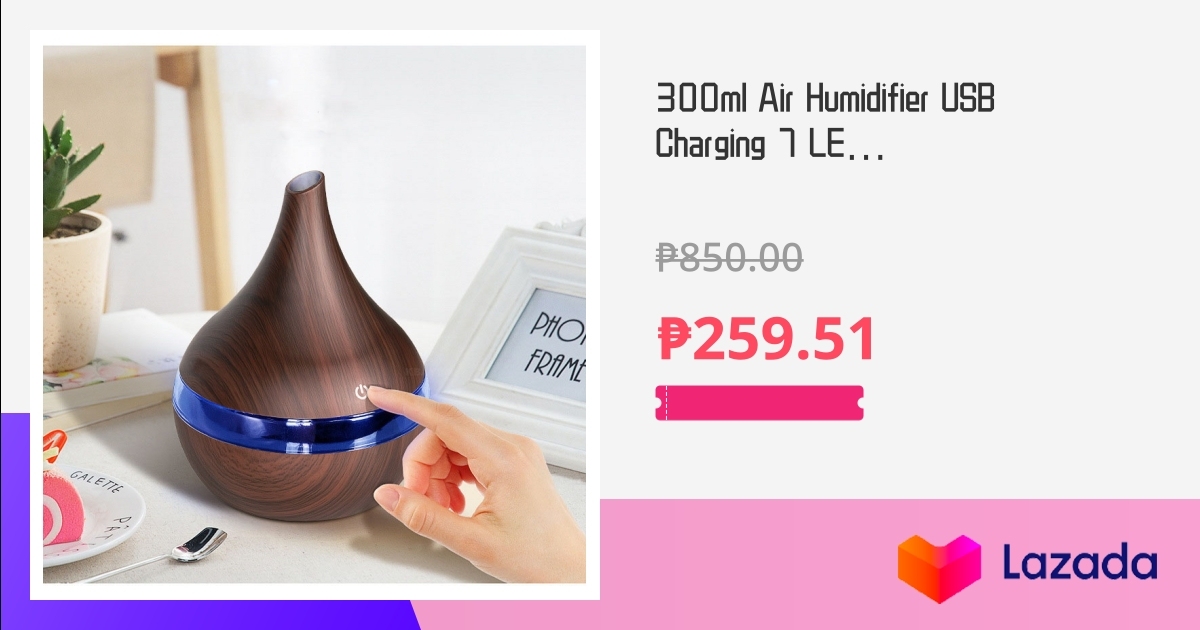 300ml Air Humidifier USB Charging 7 LED Light Portable Humidifier Air ...