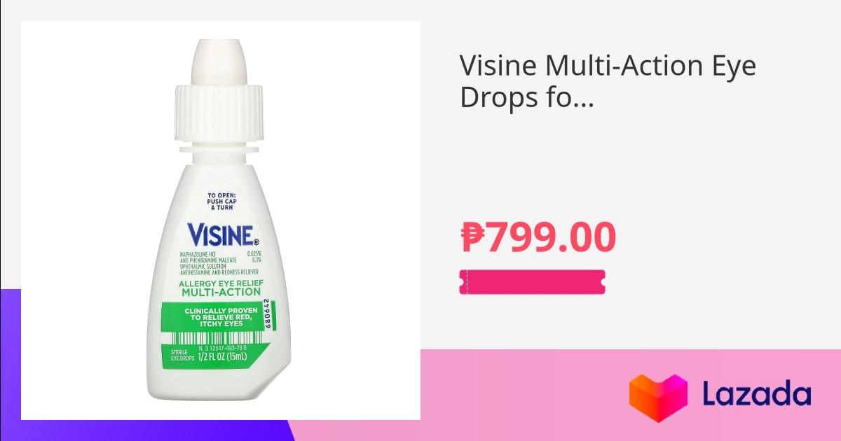 Visine Multi Action Eye Drops For Allergy Relief 15 Ml Bottle 2090