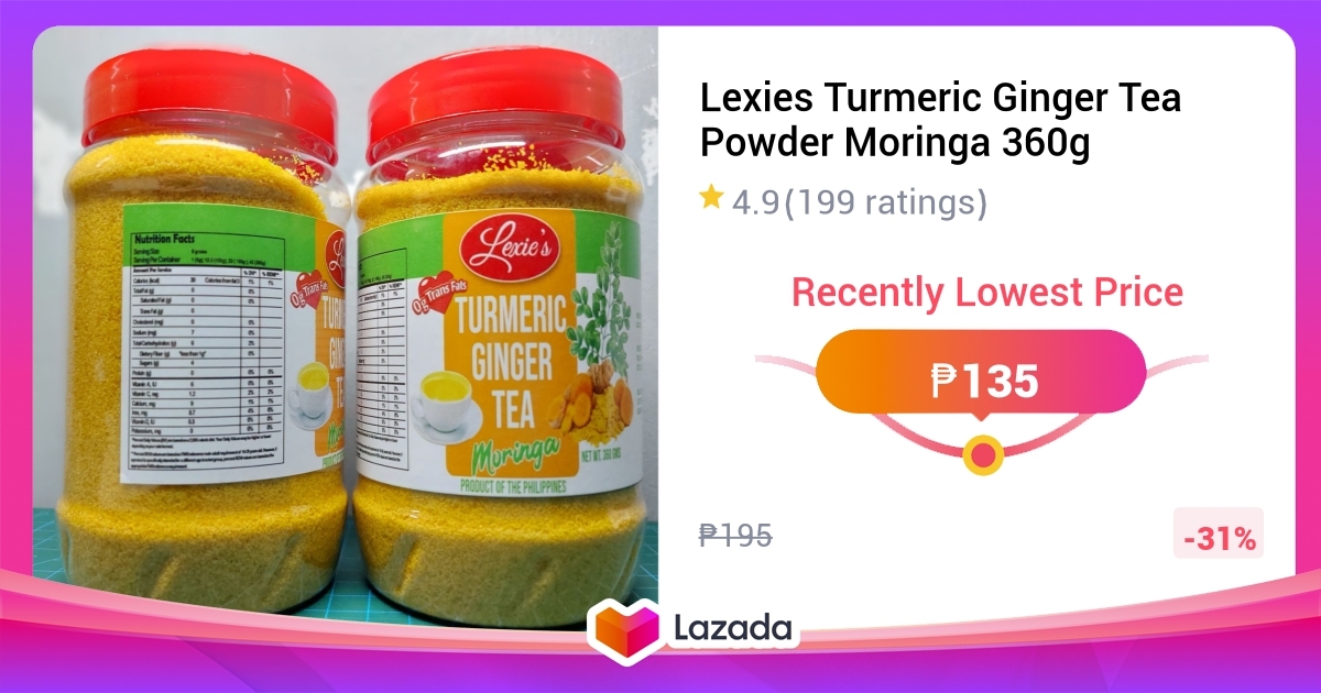 Lexies Turmeric Ginger Tea Powder Moringa 360g