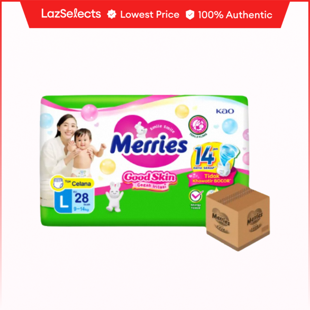 Merries Popok Bayi Good Skin Pants L28 isi 4 pcs (9-14kg) [Karton] Harga 212,700 rupiah*Gratis Ongkir