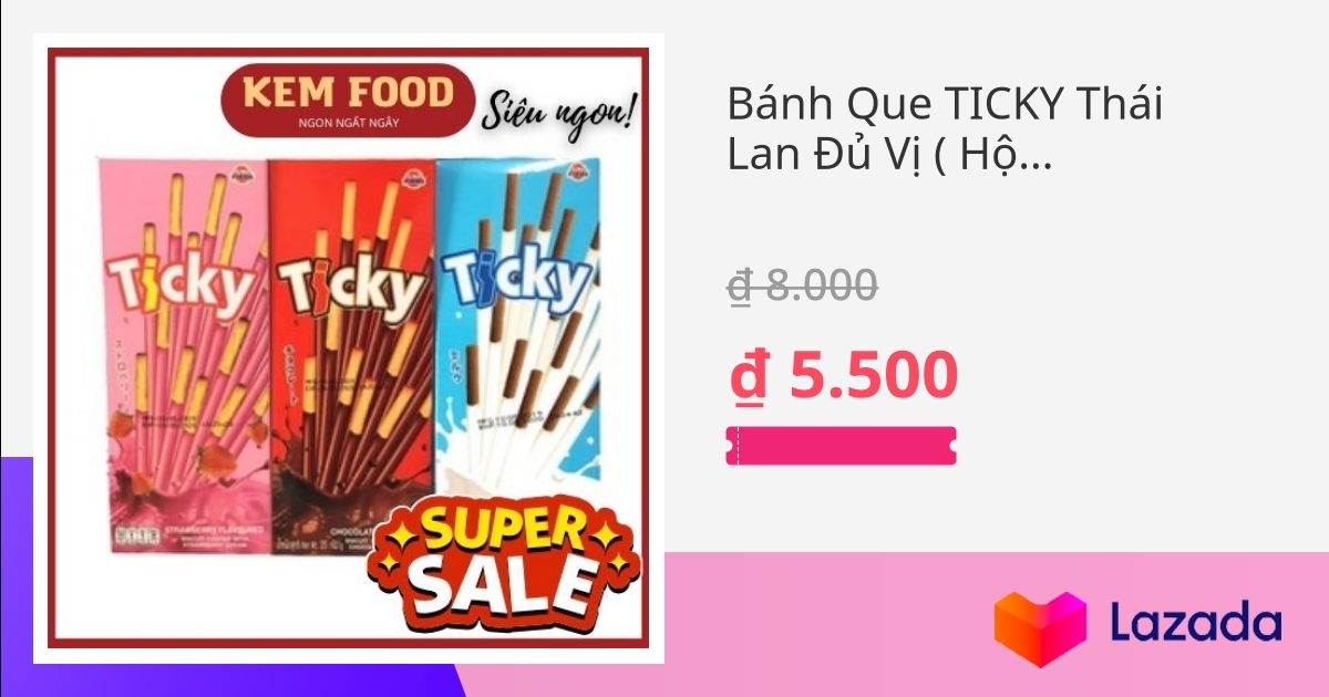 Bánh Que TICKY Thái Lan Đủ Vị ( Hộp 20g/6c )