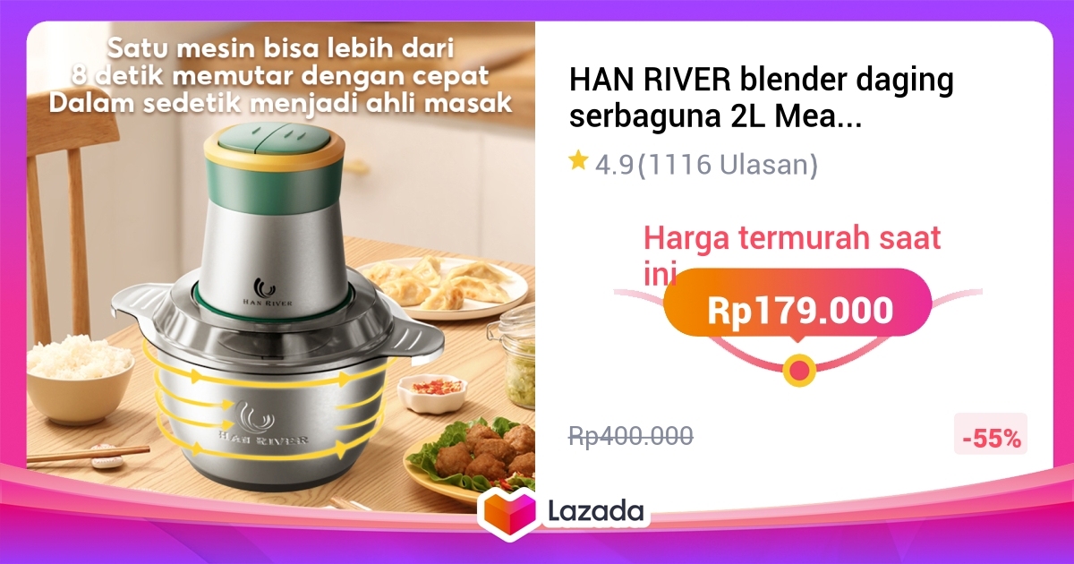 HAN RIVER blender daging serbaguna 2L Meat grinder / mesin gilingan