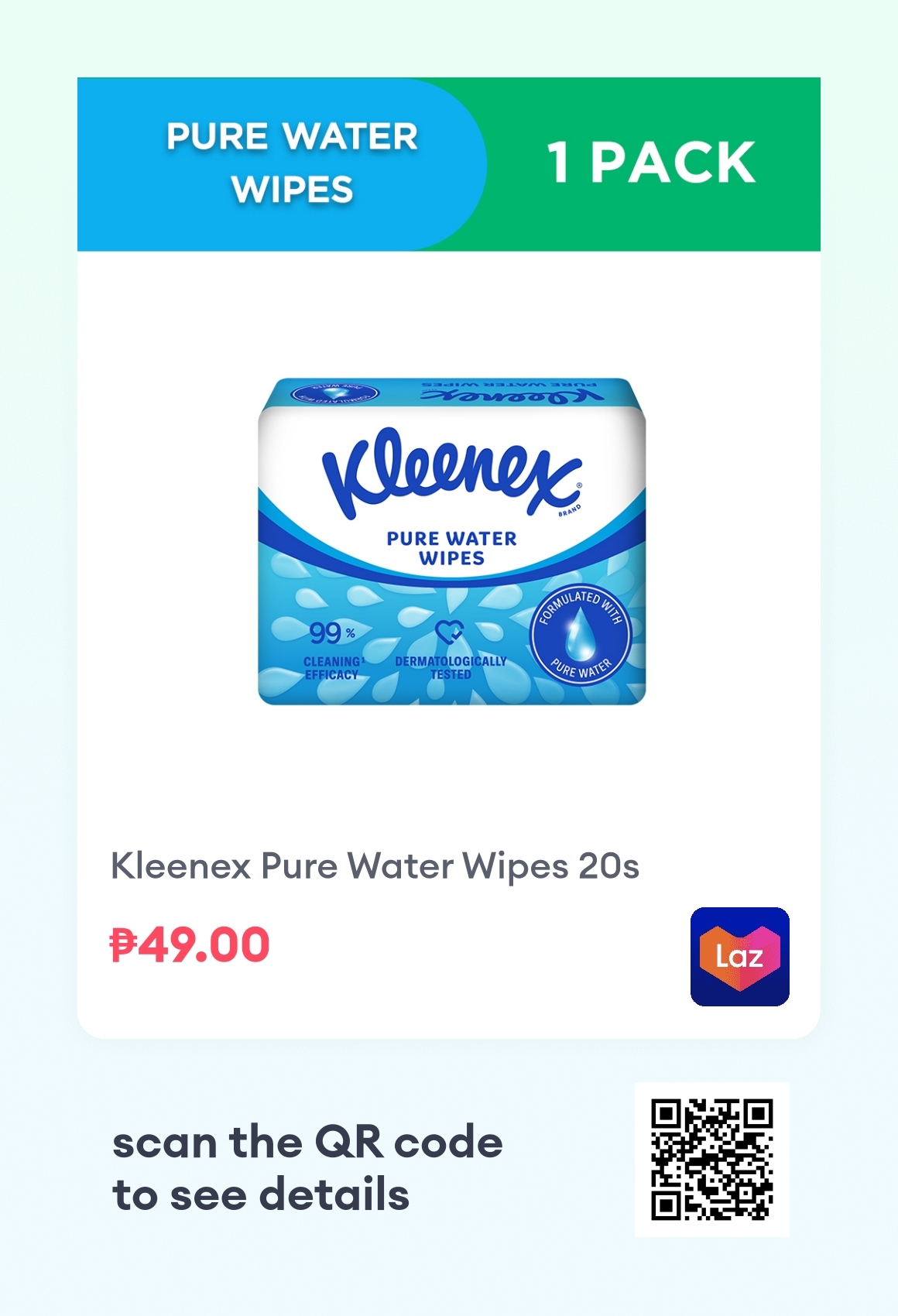Kleenex Pure Water Wipes 20s