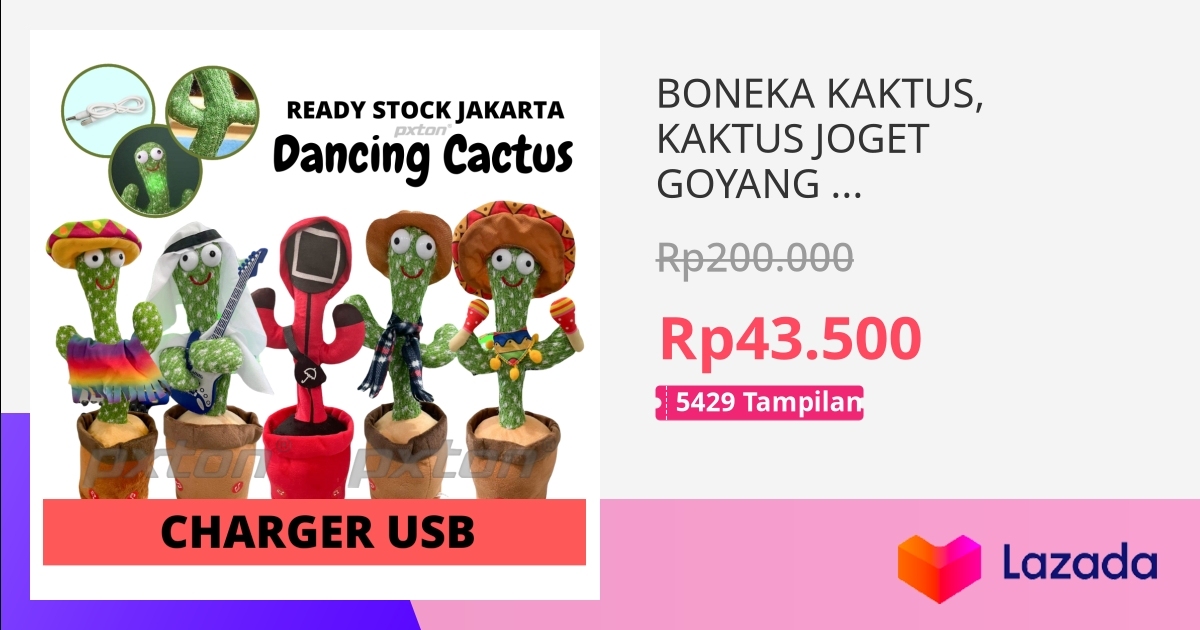 BONEKA KAKTUS KAKTUS JOGET GOYANG Merekam Bercahaya Mainan Boneka Plush Bentuk Kaktus Toys