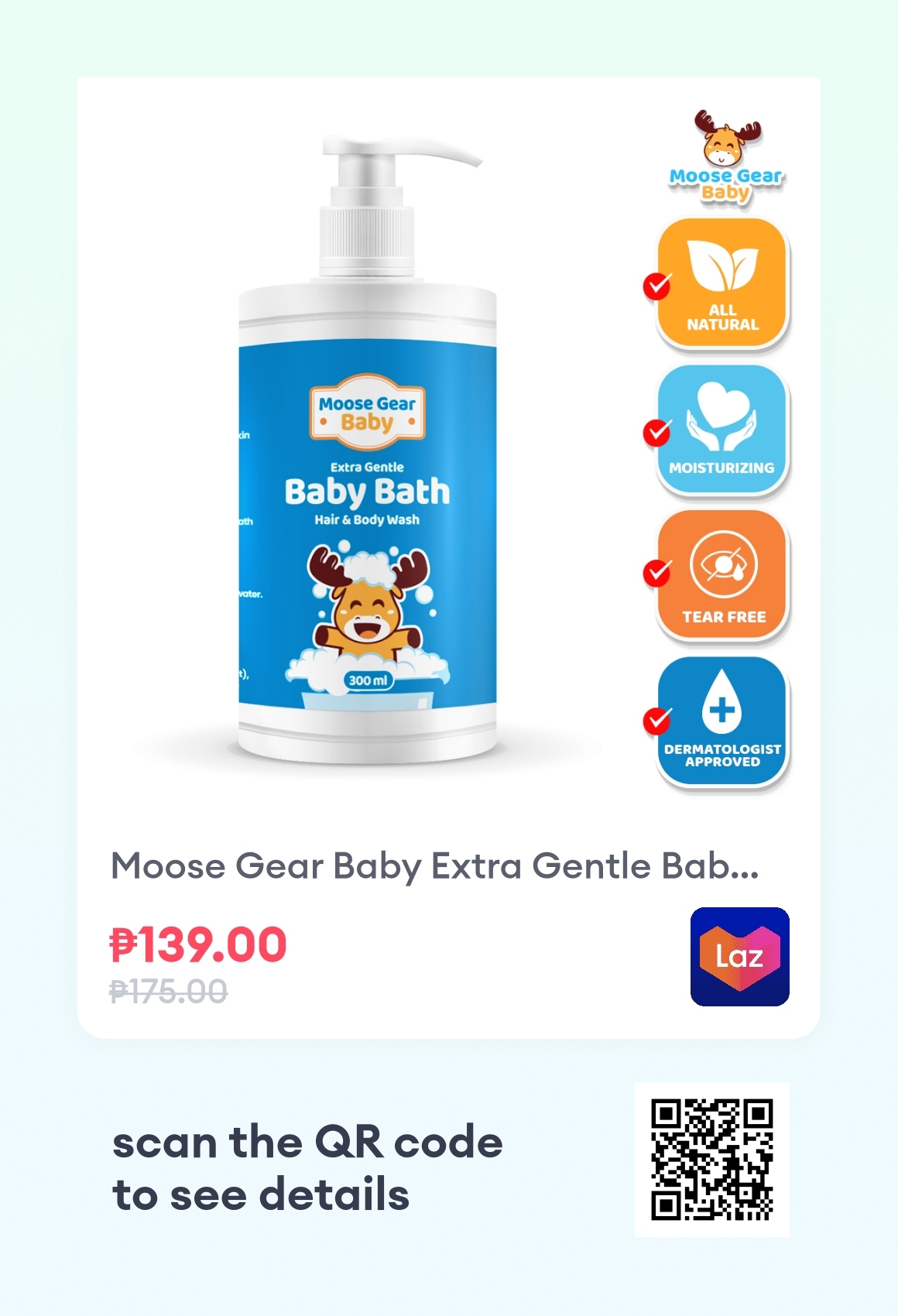 Moose Gear Baby Extra Gentle Baby Bath Gel Soap Shampoo Daily Hair Moose Gear Baby Extra Gentle Baby Bath Gel Soap Shampoo Daily Hair