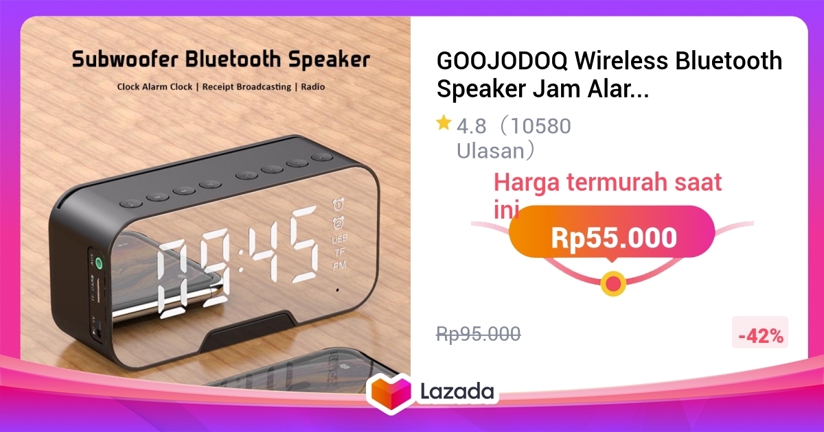 GOOJODOQ Wireless Bluetooth Speaker Jam Alarm With Smart Alarm Clock