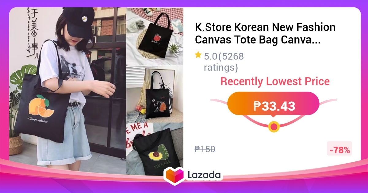 K.Store Korean New Fashion Canvas Tote Bag Canvas Shoulder Bags Simple ...