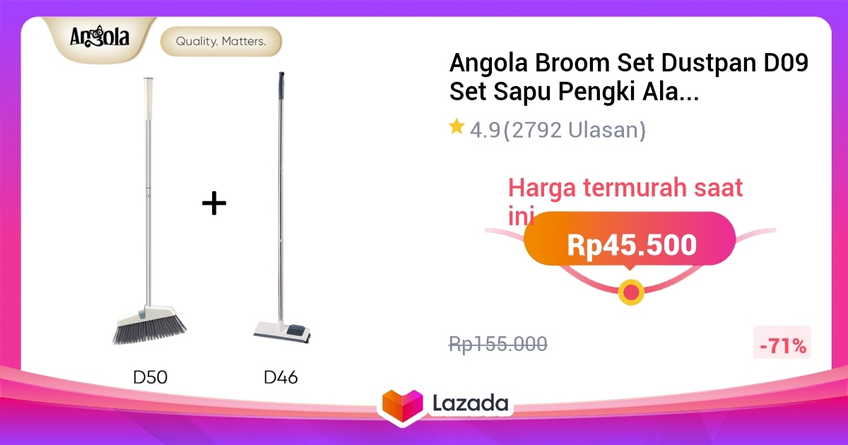 Angola Broom Set Dustpan D Set Sapu Pengki Alat Pembersih Set Sapu