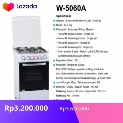 Kompor Gas Free Standing Tungku Oven Winn Gas W A