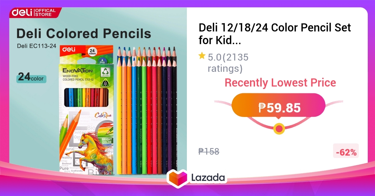 Deli 12/18/24 Color Pencil Set For Kids Professional Oil Color Pencils ...