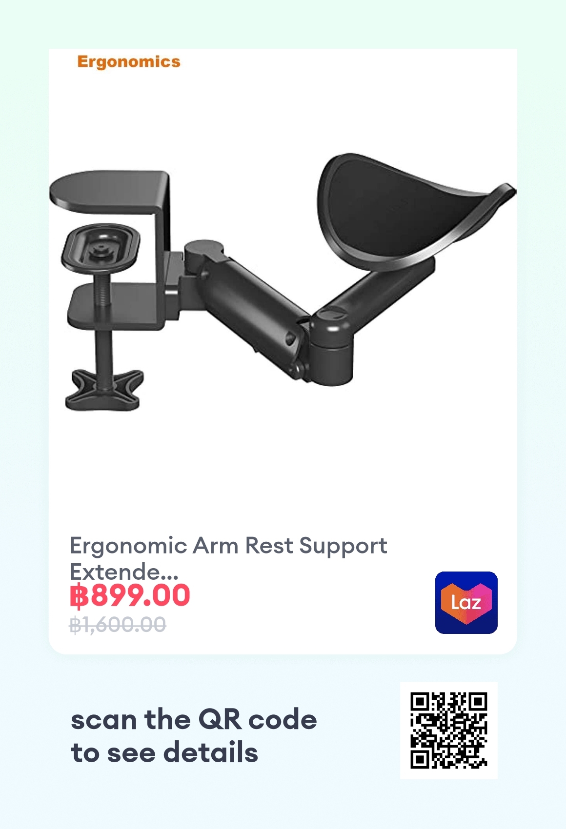 Ergonomic Arm Rest Support Extender for Desk Armrest Pad Rotating Elbow ...