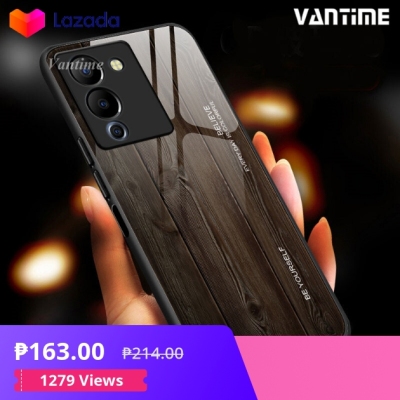 Vantime For Infinix Note G Wood Grain Hard Case Tempered Glass Lens Protect Back Shockproof