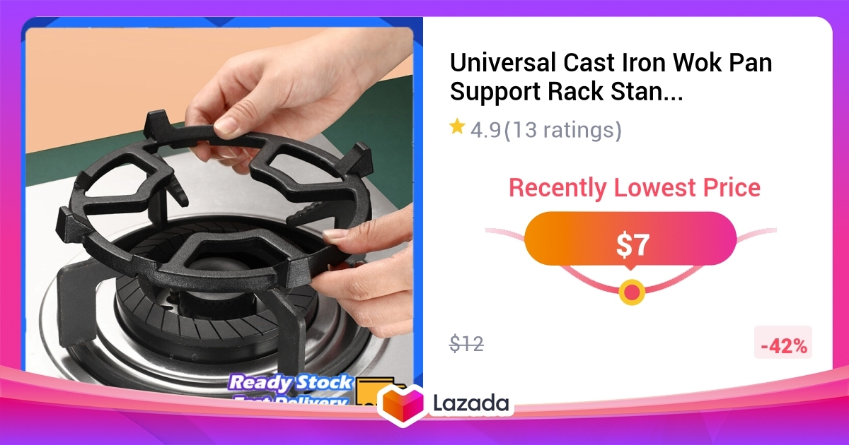 Universal Cast Iron Wok Pan Support Rack Stand For Burner Gas Stove