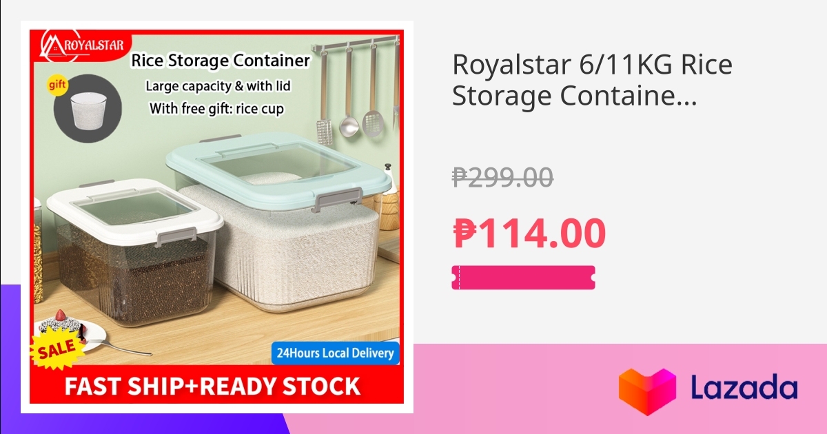Royalstar 6 11KG Rice Storage Container Rice Storage Box With Lid royalstar-6-11kg-rice-storage-container-rice-storage-box-with-lid
