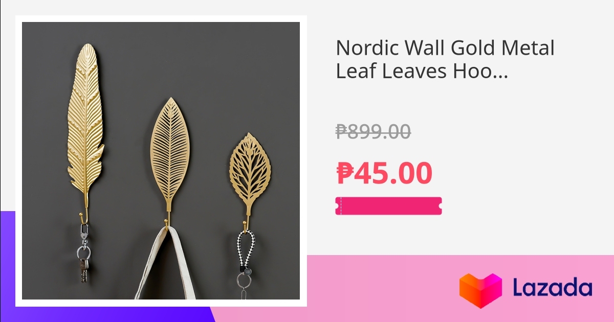 nordic-wall-gold-metal-leaf-leaves-hook-key-cap-hat-coat-bag-hanger