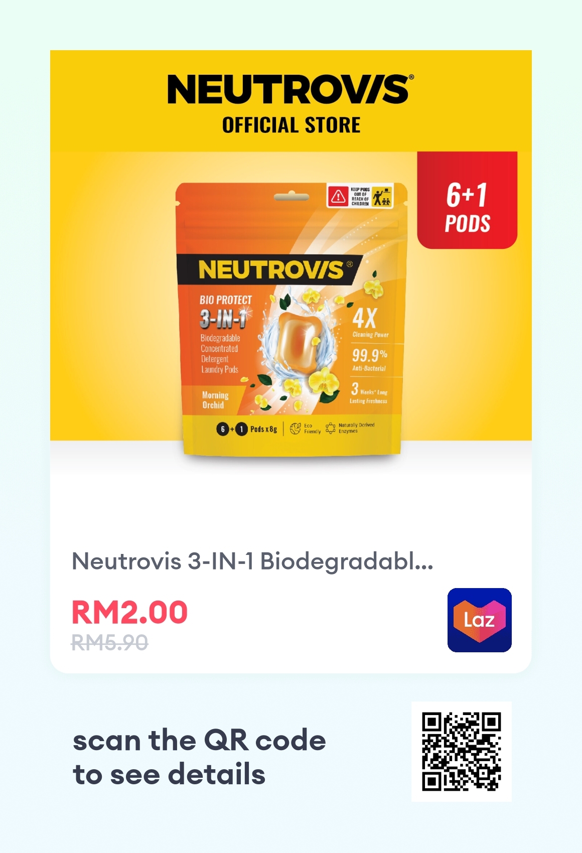 Neutrovis 3 IN 1 Biodegradable Concentrated Detergent Laundry Pods 8g neutrovis-3-in-1-biodegradable-concentrated-detergent-laundry-pods-8g