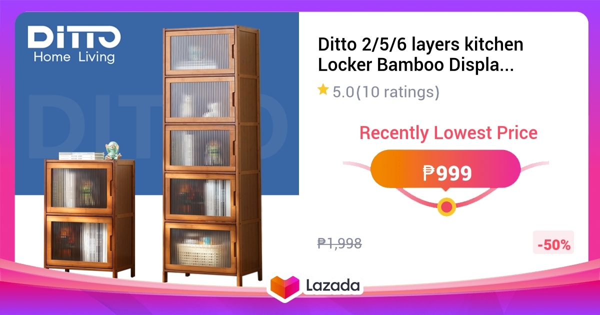 Ditto Storage Ditto 2/5/6 layers kitchen Locker Bamboo Display Cabinet Brown Cabinets ...