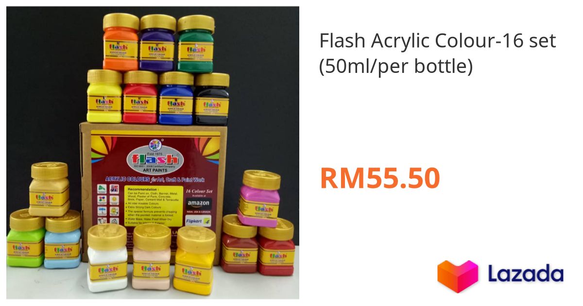 Flash Acrylic Colour-16 set (50ml/per bottle)