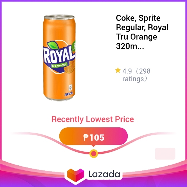 Coke, Sprite Regular, Royal Tru Orange 320mL Rainbow Bundle - Pack of 3