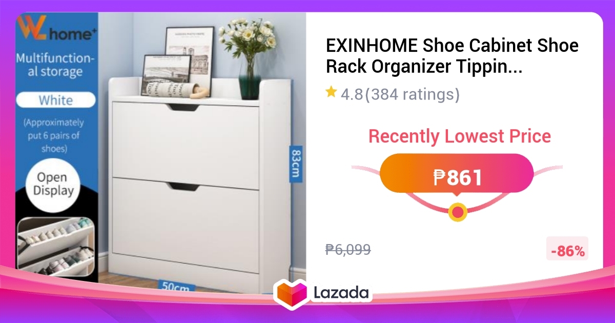 EXINHOME Shoe Cabinet Shoe Rack Organizer Tipping Bucket Home Outer ...
