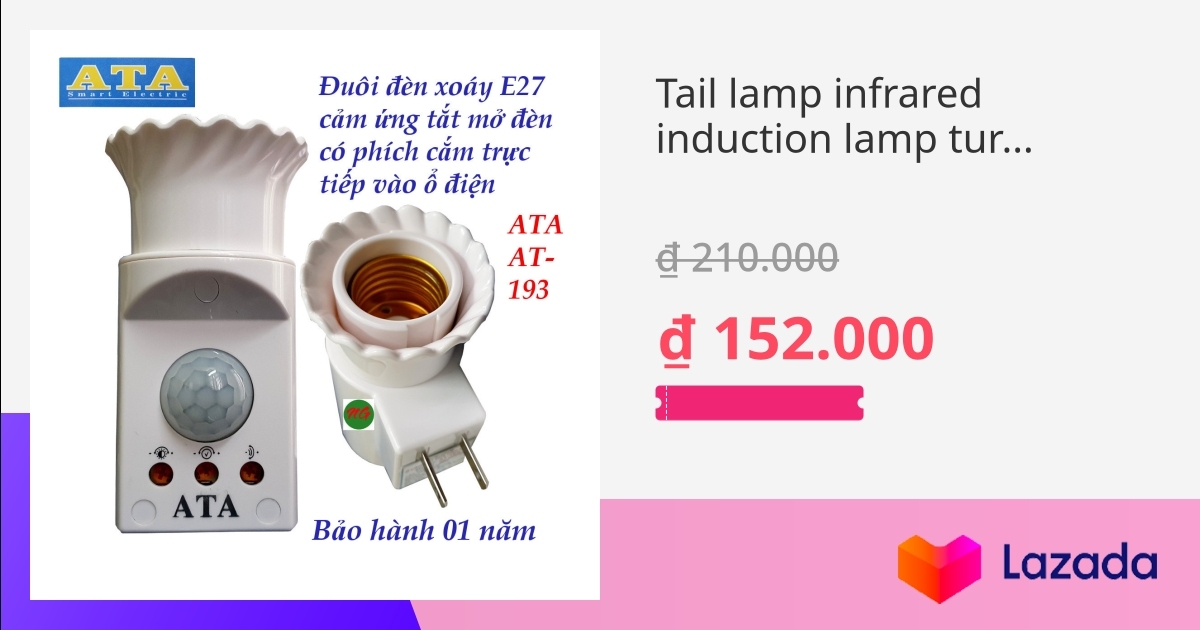 Đuôi đèn cảm ứng hồng ngoại tắt mở đèn tự động có phích cắm vào ổ điện ...