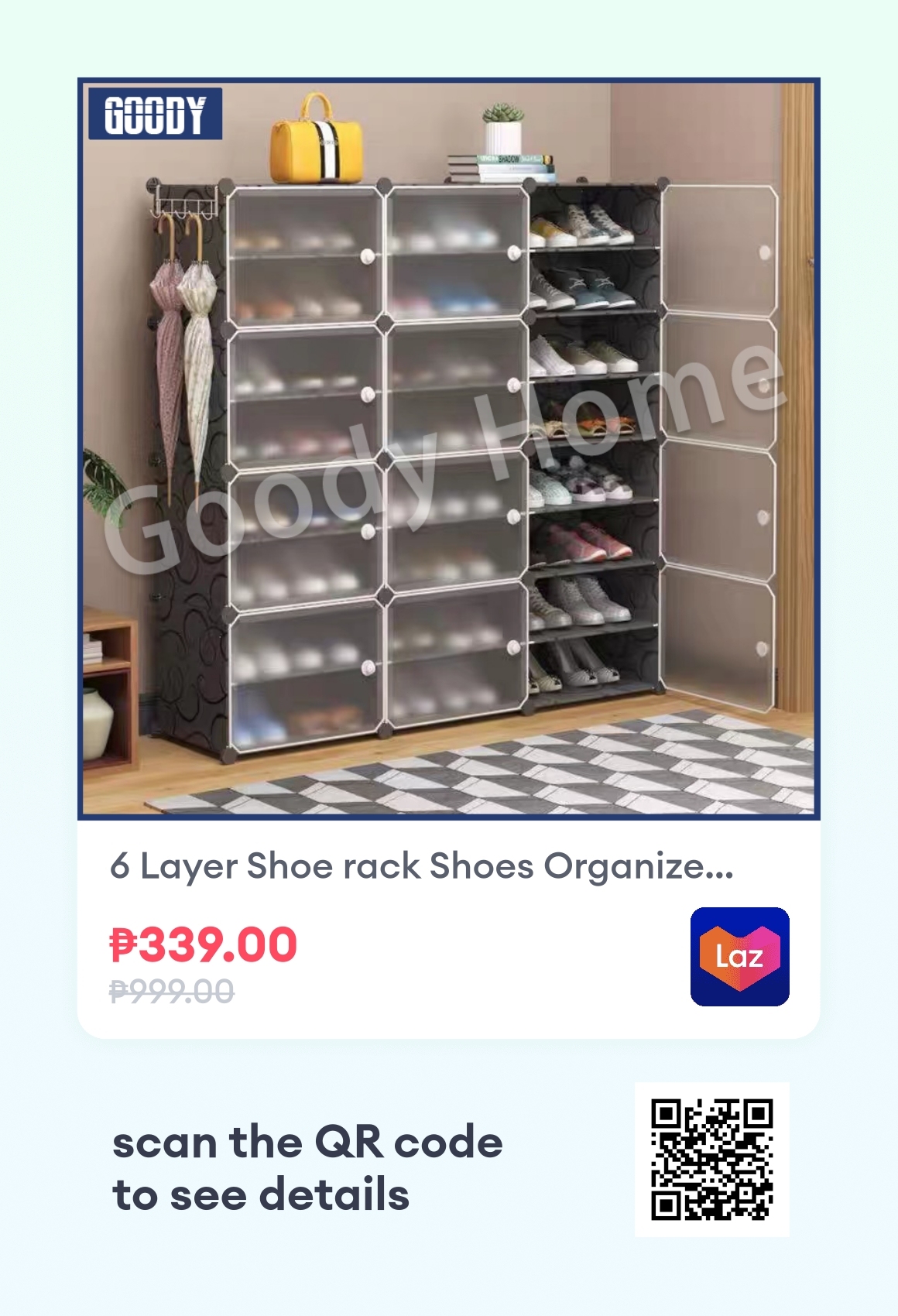 6 Layer Shoe rack Shoes Organizer Storage Stand DustProof Screwless