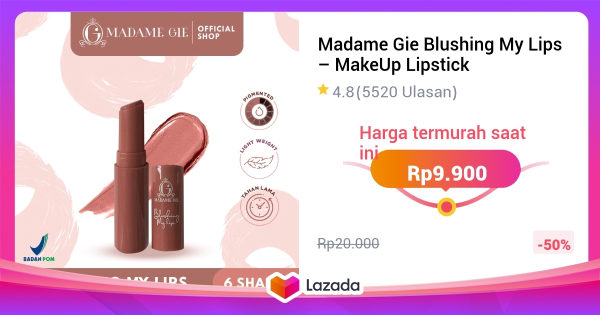 Madame Gie Blushing My Lips Makeup Lipstick