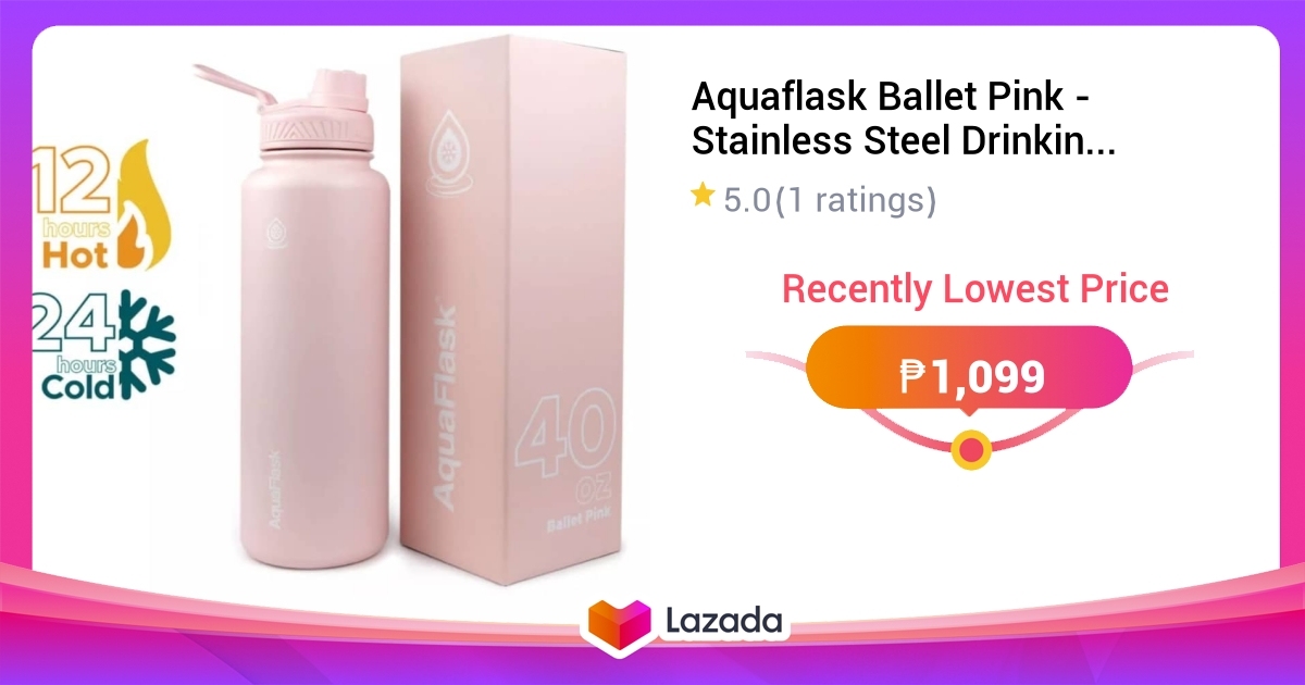 Aquaflask Ballet Pink Stainless Steel Drinking Water Bottle