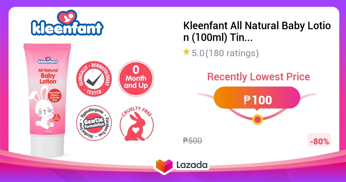 Kleenfant All Natural Baby Lotion (100ml) Tiny Pack of 2 Moisturizing