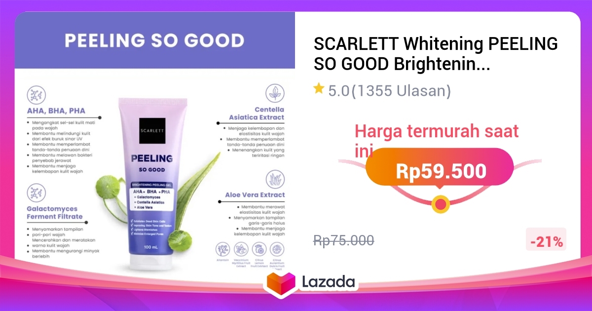 SCARLETT Whitening PEELING SO GOOD Brightening Gel 100ml AHA+BHA+PHA