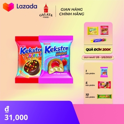 Lker Kekstra J Lebol Cake With Cream Filling And Strawberry Jelly G Konfeti Cocoa Coated