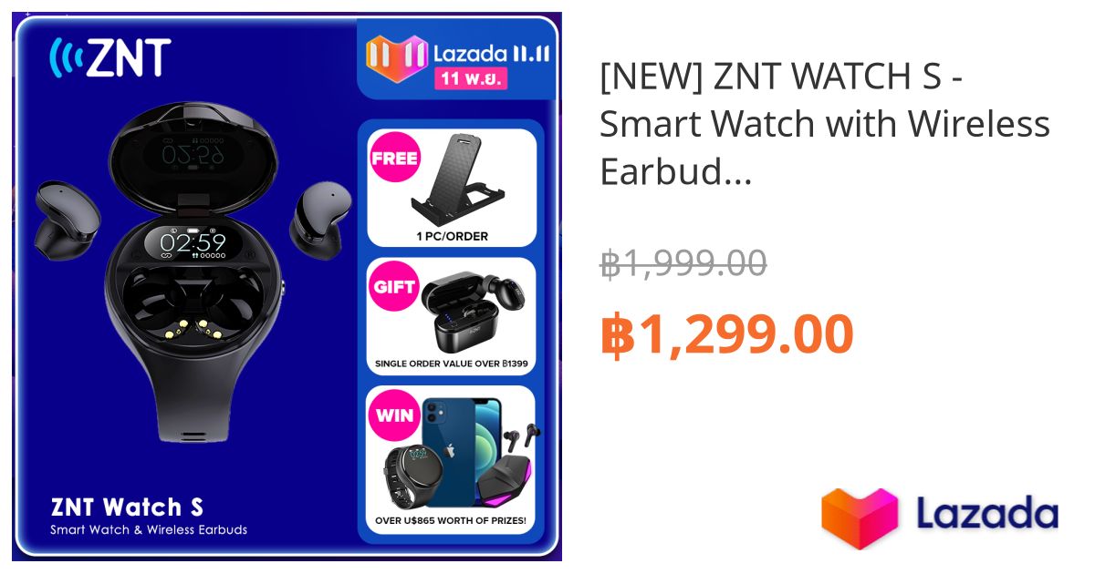 [NEW] ZNT WATCH S - Smart Watch with Wireless Earbuds Bluetooth 5.0 ...