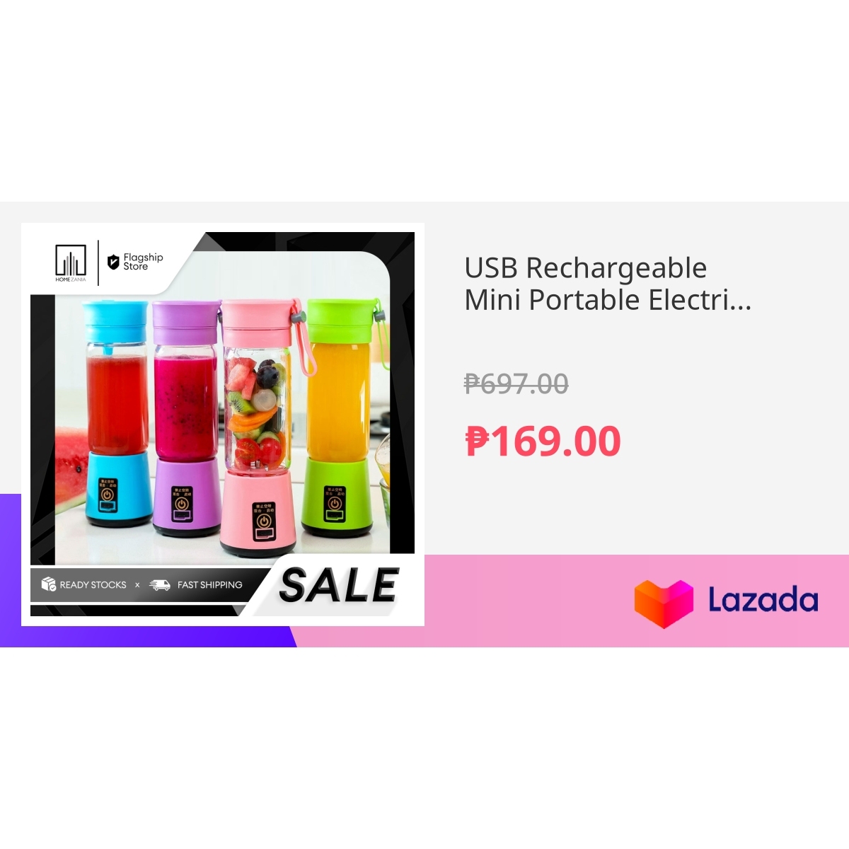 USB Rechargeable Mini Portable Electric Juicer Blender Random Color