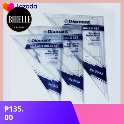 Diamant/Deli Triangle set rulers Inches & Cm set of 45x45 and 30x60