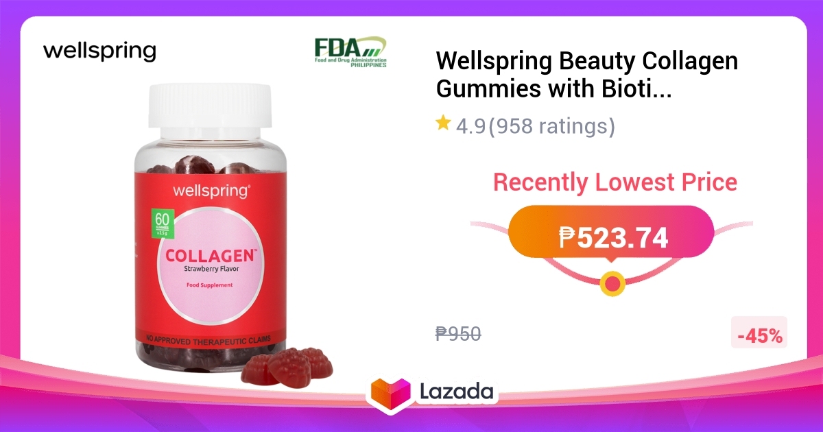 Wellspring Beauty Collagen Gummies with Biotin and Vitamin C 500 MG