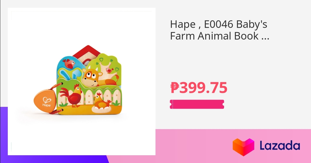 Hape E0046 Babys Farm Animal Book Multicolor Wooden Educational Toy
