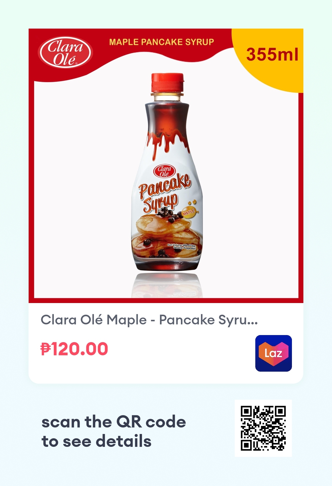 Clara Olé Maple Pancake Syrup 355ml