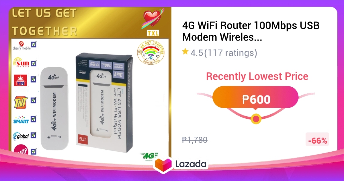 4G WiFi Router 100Mbps USB Modem Wireless Broadband Mobile Hotspot LTE ...