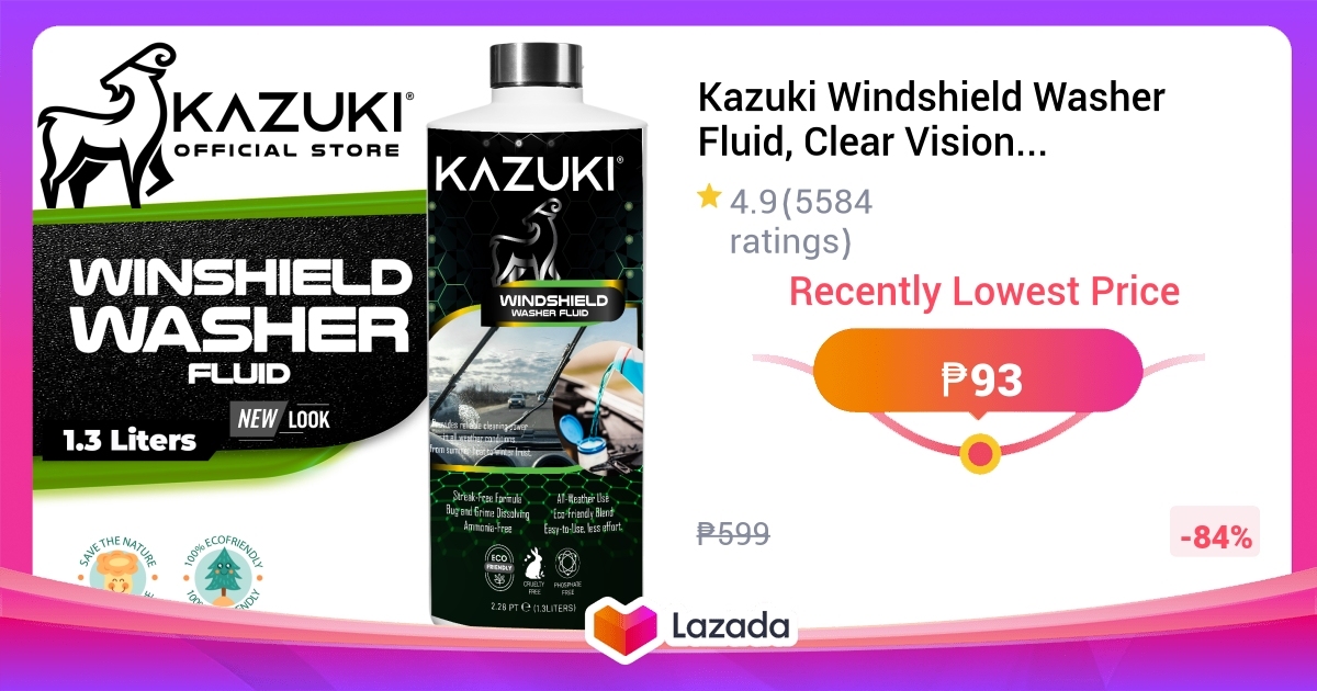 Kazuki Windshield Washer Fluid, Clear Vision, StreakFree, Safe for All