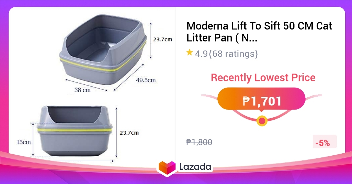 Moderna Lift To Sift 50 CM Cat Litter Pan ( No Scoop Needed Open Litter