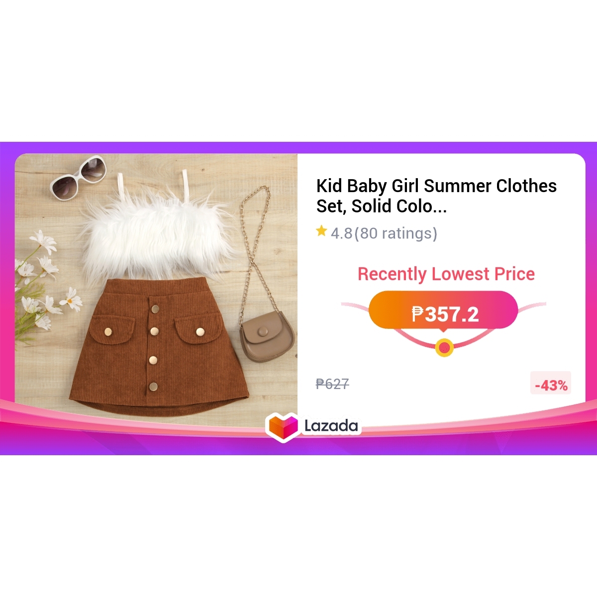 Summer Baby Kids Solid Color Fly Sleeves Vest and Pants Simple Clothing Set for Girls