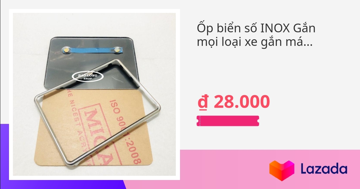 Ốp biển số INOX Gắn mọi loại xe gắn máy (Gồm 3 món Ốp inox sau,Meca ...