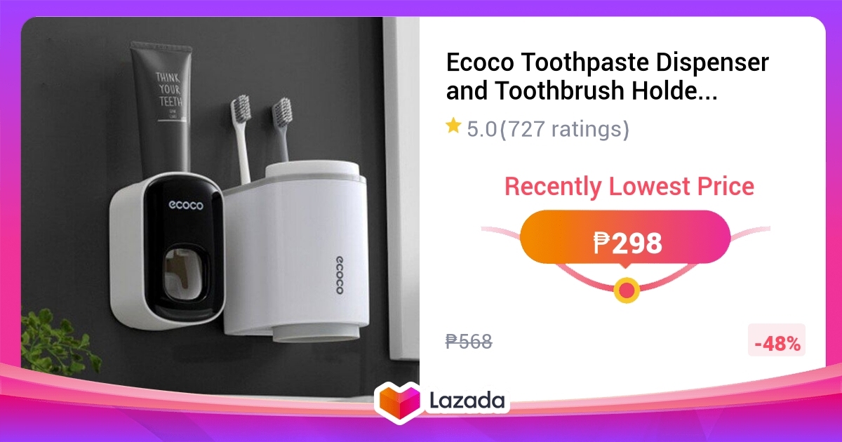 Ecoco Toothpaste Dispenser and Toothbrush Holder with Cup Set