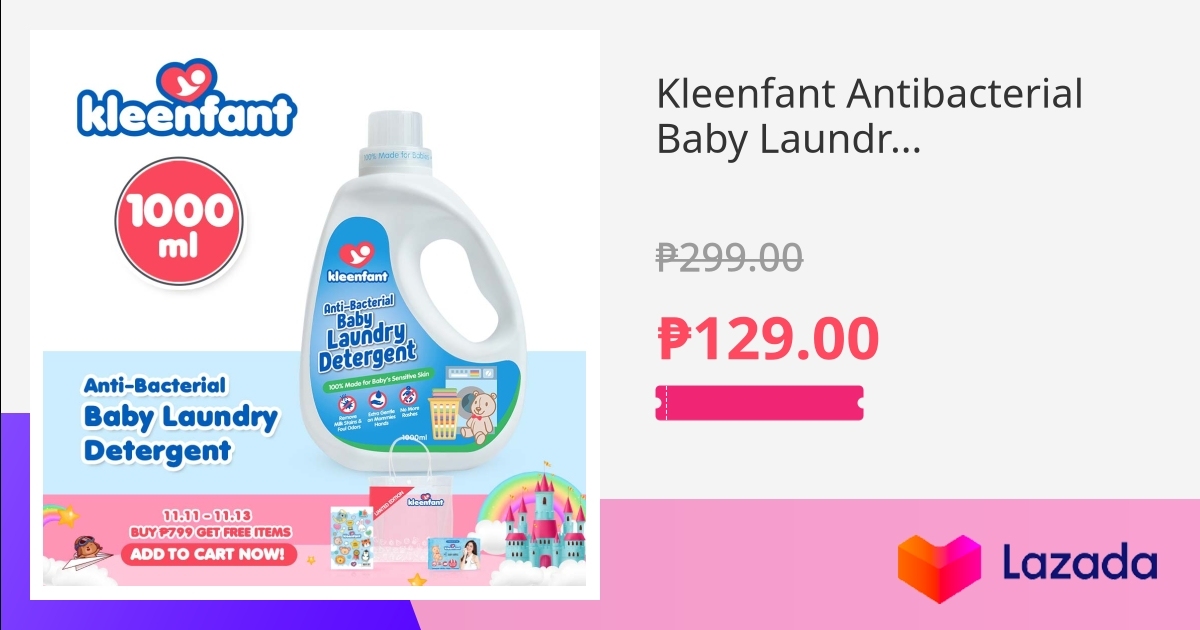Kleenfant Antibacterial Baby Laundry Wash (1 Liter) Liquid Detergent